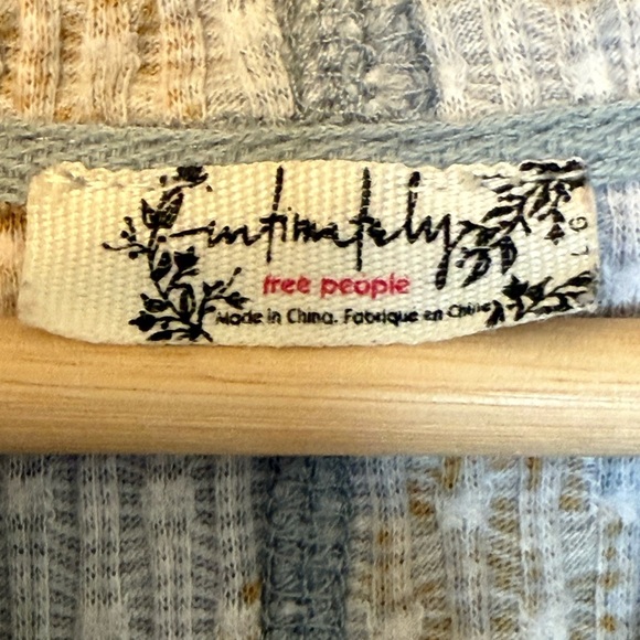 Free People Intimately Blue Lil Bit Lou Flare Long Johns Hooded Sleepwear Large - Picture 5 of 7